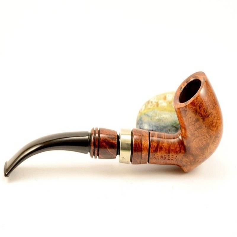 Hygrocool Bent Billiard Smoking Pipe Greek Briar 9mm Filter Model 925C