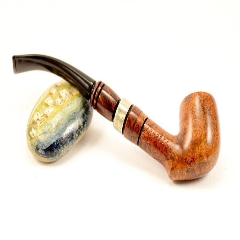Hygrocool Bent Billiard Smoking Pipe Greek Briar 9mm Filter Model 925C