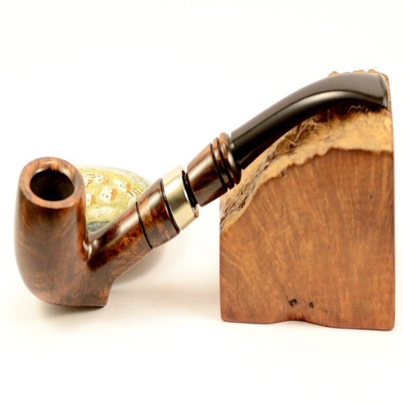 Hygrocool Bent Billiard Smoking Pipe Greek Briar 9mm Filter Model 925D