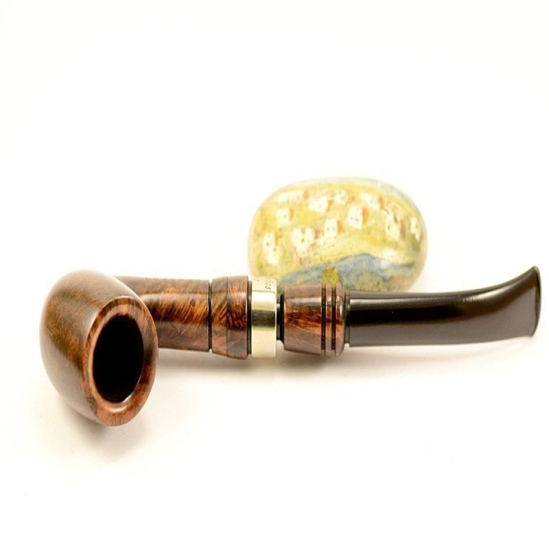 Hygrocool Bent Billiard Smoking Pipe Greek Briar 9mm Filter Model 925D