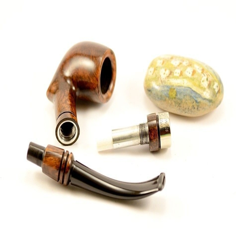 Hygrocool Bent Billiard Smoking Pipe Greek Briar 9mm Filter Model 925D
