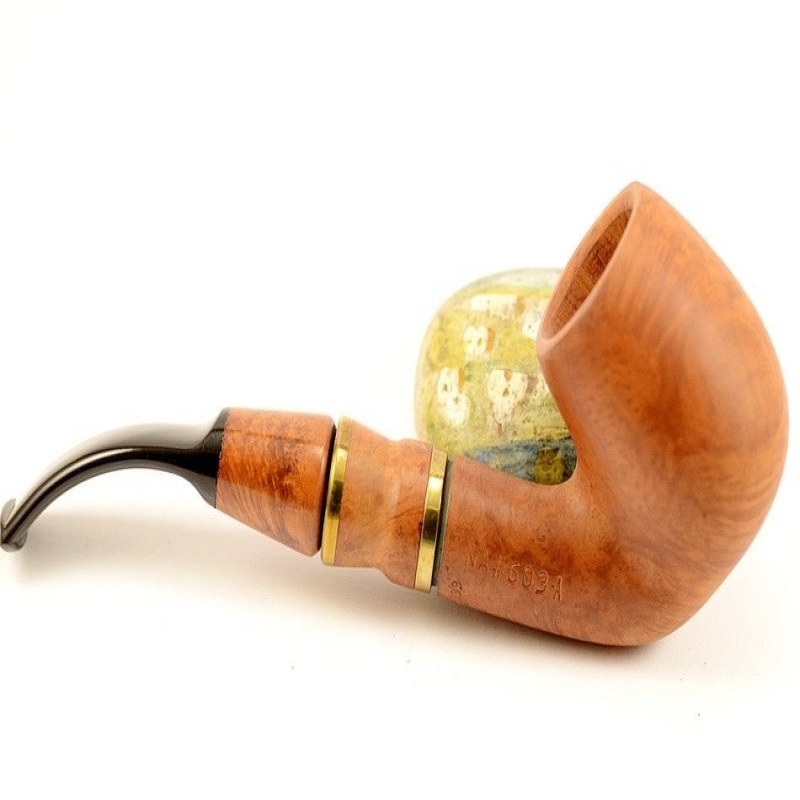 Hygrocool Bent Billiard Smoking Pipe Greek Briar 9mm Filter Model 906A