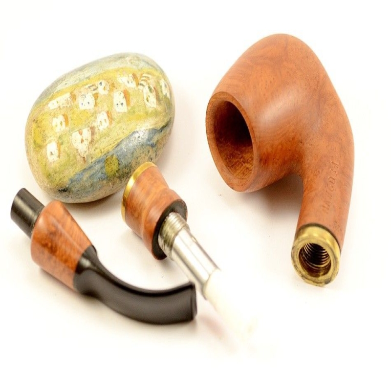 Hygrocool Bent Billiard Smoking Pipe Greek Briar 9mm Filter Model 906A