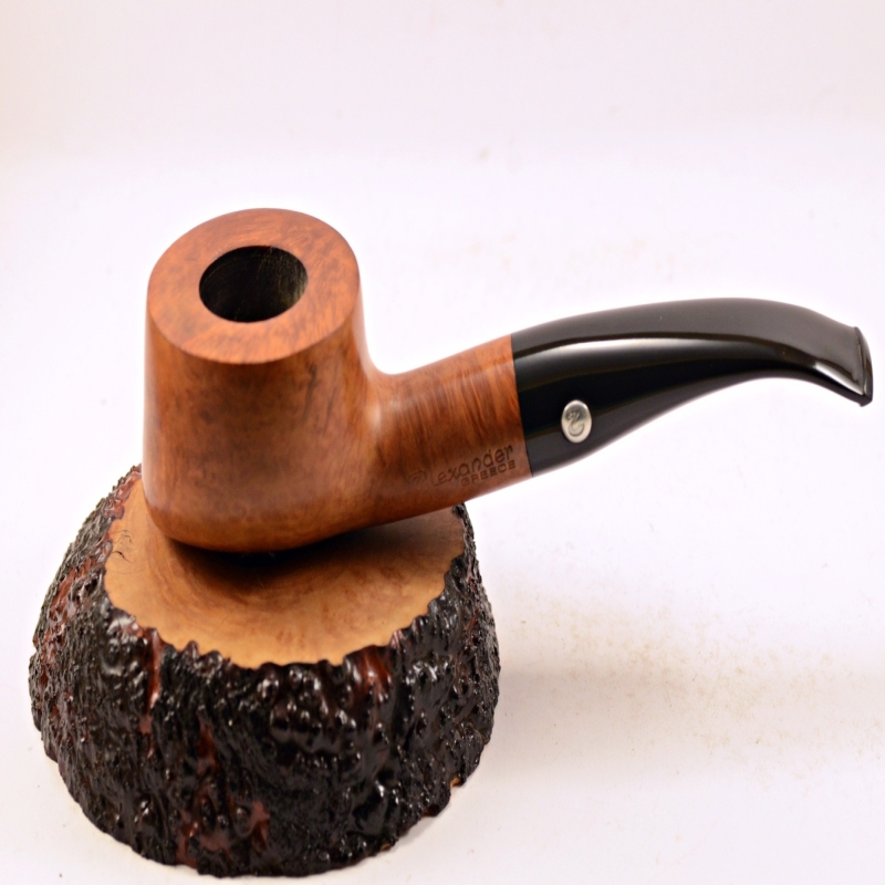 Squat Semi Bent Smoking Pipe Greek Briar No Filter Alexander