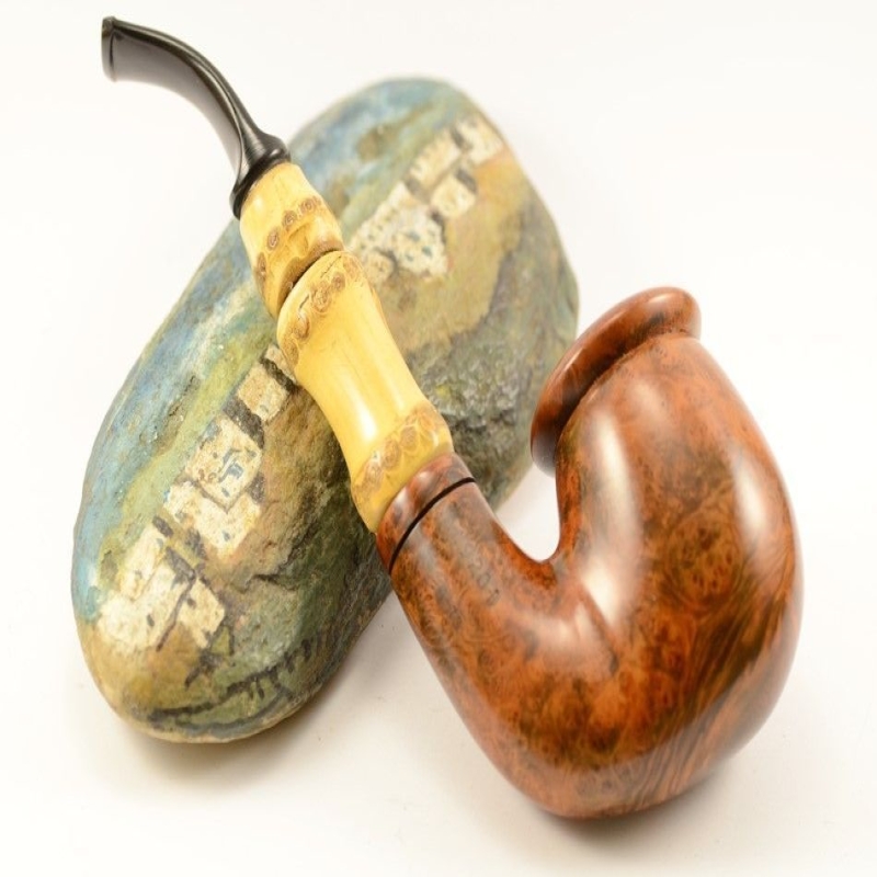 Hygrocool Smoking Pipe Greek Briar 9mm Filter Bamboo Model 920B