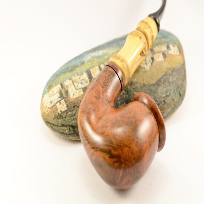 Hygrocool Smoking Pipe Greek Briar 9mm Filter Bamboo Model 920B