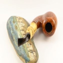 Hygrocool Smoking Pipe Greek Briar 9mm Filter Bamboo Model 920B