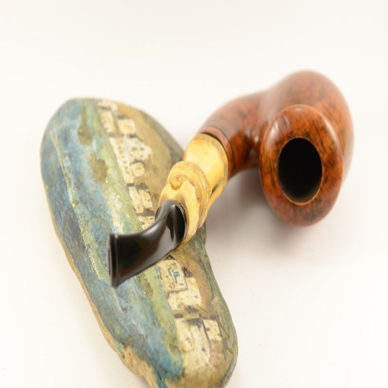 Hygrocool Smoking Pipe Greek Briar 9mm Filter Bamboo Model 920B