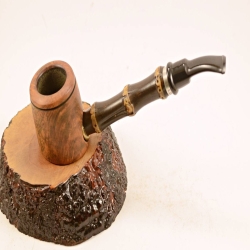 Poker Semi Bent Bamboo 9mm Filter Greek Briar Smoking Pipe Alexander