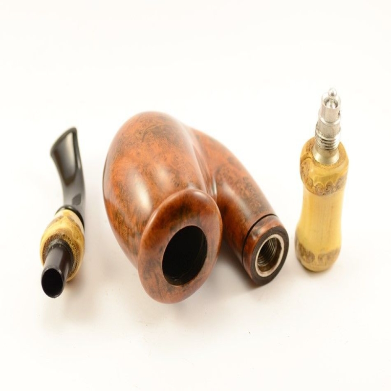 Hygrocool Smoking Pipe Greek Briar 9mm Filter Bamboo Model 920B