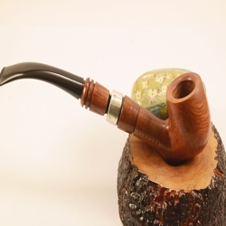 Hygrocool Bent Billiard Smoking Pipe Greek Briar 9mm Filter Model 925A