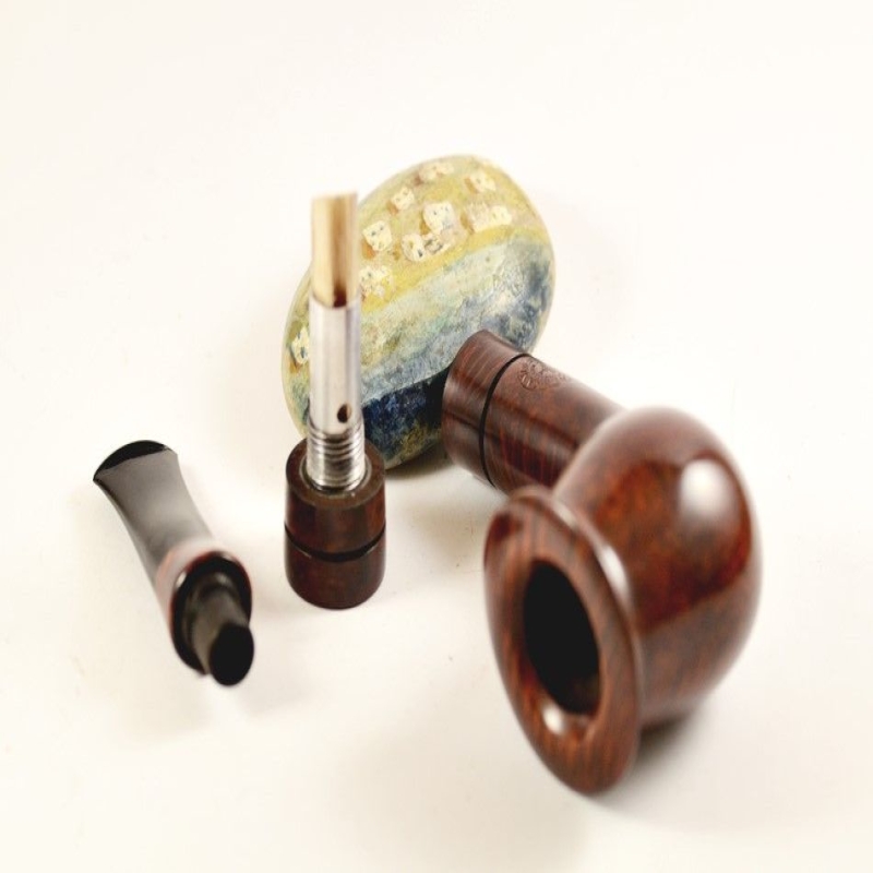 Hygrocool Bent Billiard Smoking Pipe Greek Briar 9mm Filter Model 911C