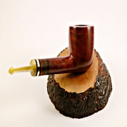 Pot Smoking Pipe Greek Briar 9mm Filter Alexander Amber Silver