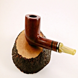 Pot Smoking Pipe Greek Briar 9mm Filter Alexander Amber Silver