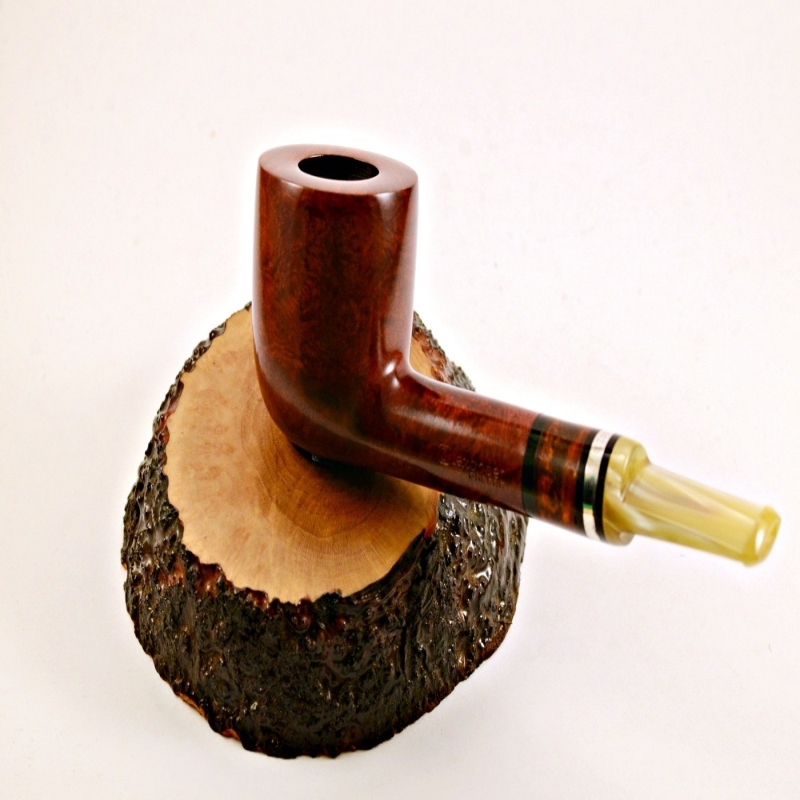 Pot Smoking Pipe Greek Briar 9mm Filter Alexander Amber Silver