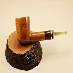 Pot Smoking Pipe Greek Briar 9mm Filter Alexander Amber Silver