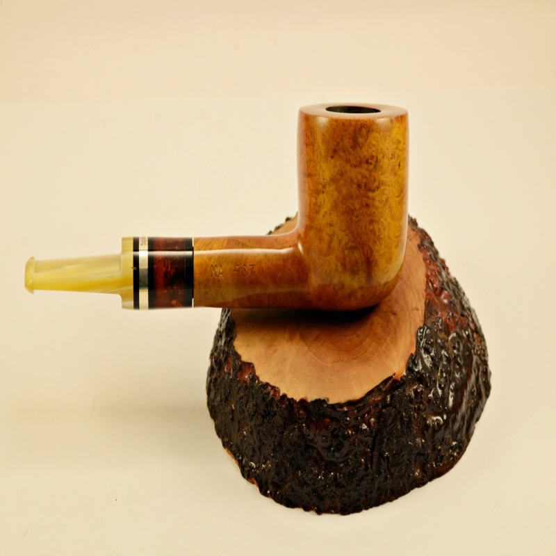 Pot Smoking Pipe Greek Briar 9mm Filter Alexander Amber Silver