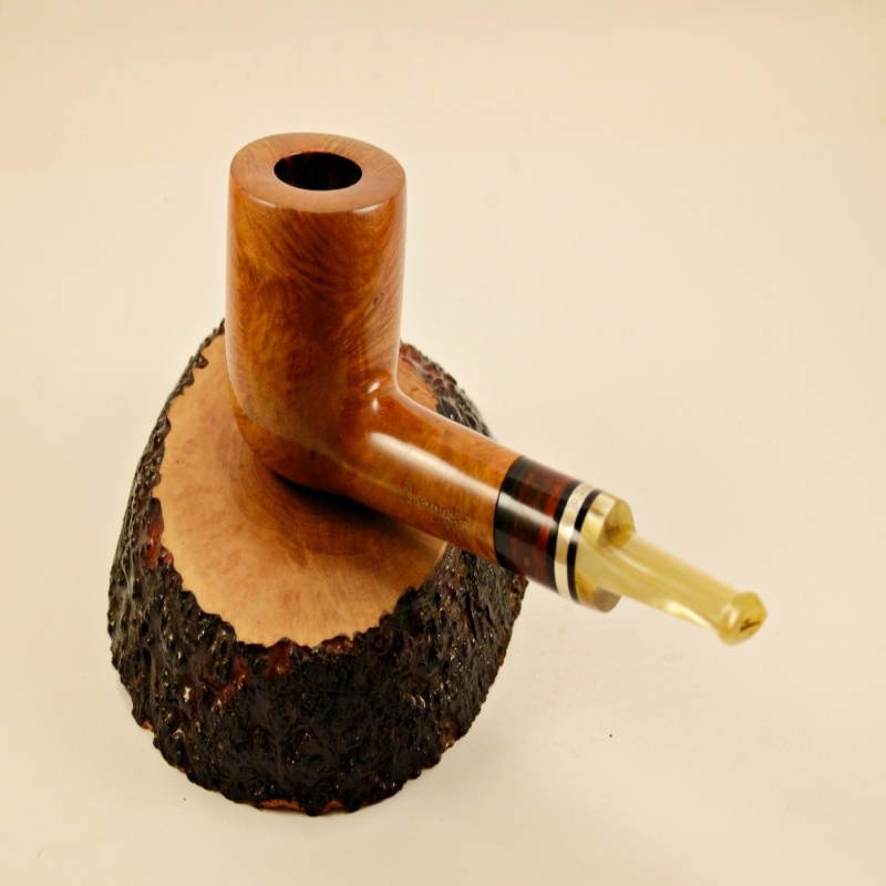 Pot Smoking Pipe Greek Briar 9mm Filter Alexander Amber Silver