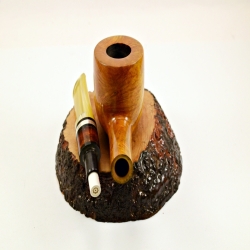 Pot Smoking Pipe Greek Briar 9mm Filter Alexander Amber Silver