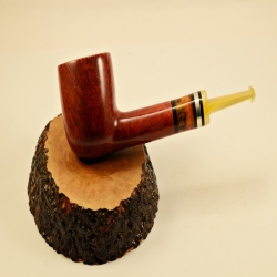 Pot Smoking Pipe Greek Briar 9mm Filter Alexander Amber Silver