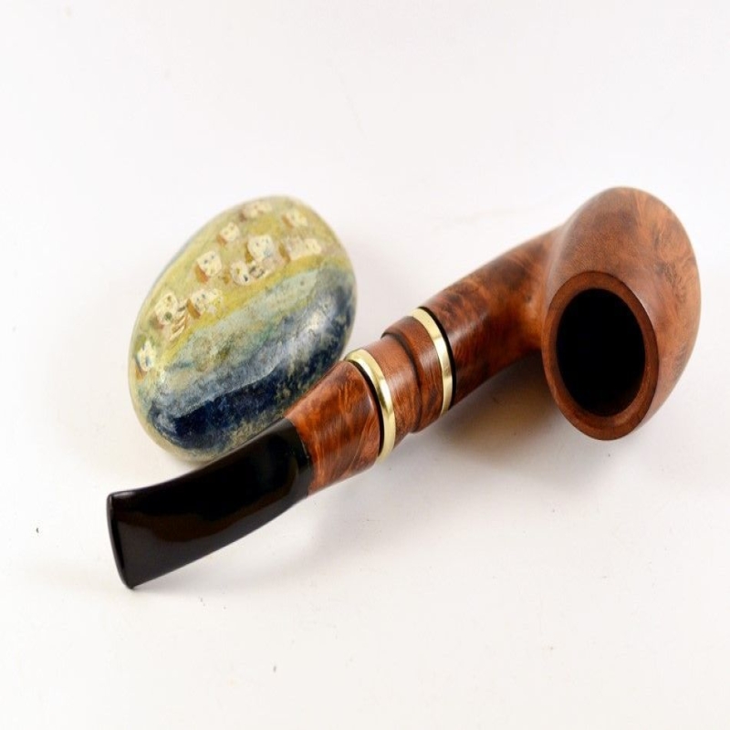 Hygrocool Bent Billiard Smoking Pipe Greek Briar 9mm Filter Model 906B