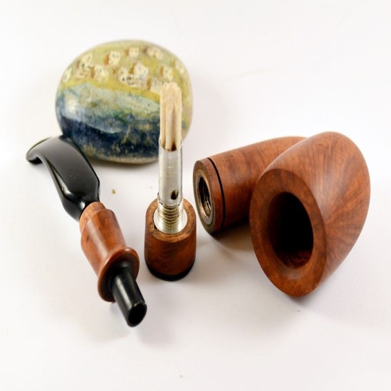 Hygrocool Bent Billiard Smoking Pipe Greek Briar 9mm Filter Model 902C