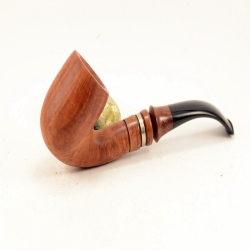 Hygrocool Bent Billiard Smoking Pipe Greek Briar 9mm Filter Model 924A
