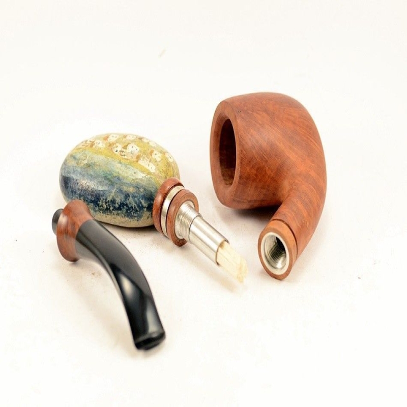 Hygrocool Bent Billiard Smoking Pipe Greek Briar 9mm Filter Model 924A